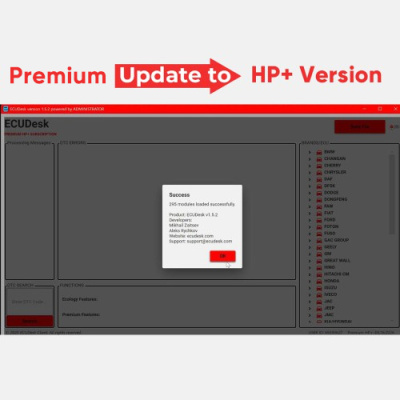 Update Service for ECUDesk Premium Version to HP+ Version No file Limitation Per Day Supports IMMO OFF, Speed Limit OFF