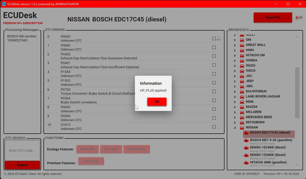ECUDesk Premium Version Update to HP+ Version