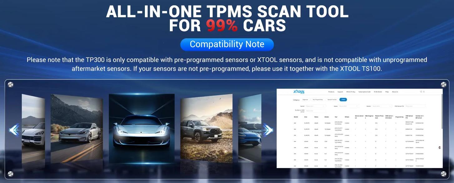 XTOOL TP300 — Умный TPMS и диагностика в одном компактном инструменте