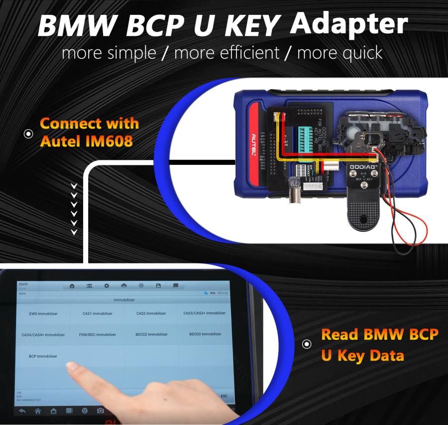 Набор адаптеров GODIAG BCP U KEY BDC2 BDC3 14-в-1 для программирования и сопоставления зашифрованных ключей 5C/5D, совместимый с планшетами KEY TOOL PLUS/IM608/KD-MAX/KYDZ