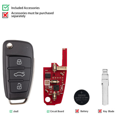 XHORSE XKA620EN для Audi A6L второго поколения, смарт-ключ с 3 кнопками, универсальный пульт дистанционного управления, 5 шт./лот
